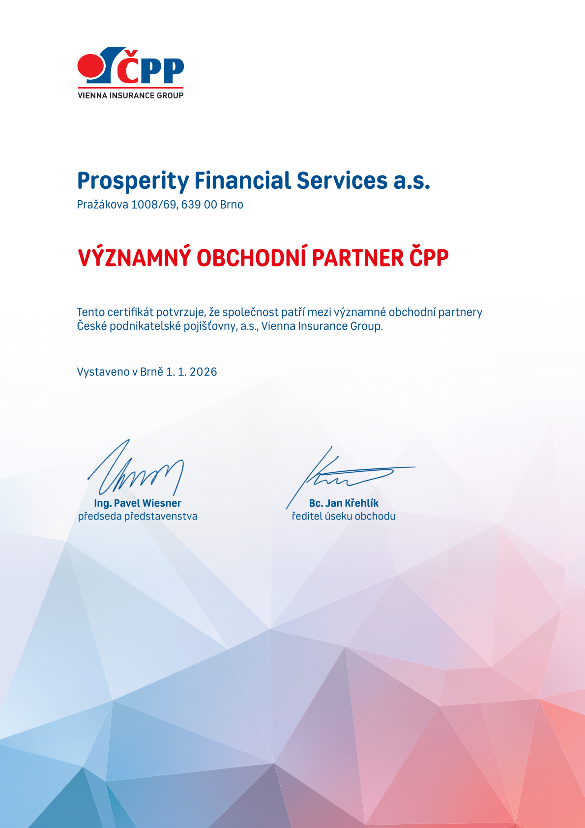 CPP_2025_P0085_certifikat_Vyznamny_obchodni_partner_Prosperity_Services_tisk_cisty